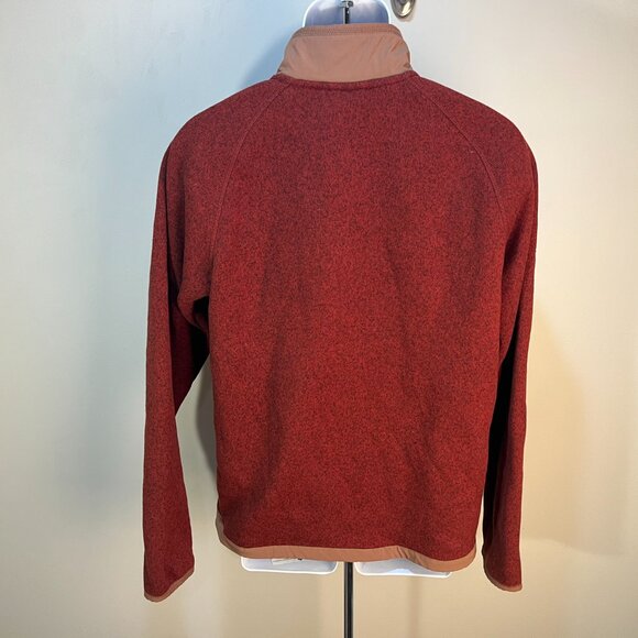 The North Face Men's dark burnt orange tan trim 1/2 zip pullover Jacket Small S - Picture 3 of 6